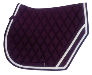 Tapis de selle Premium violet foncé matelassé en losanges robuste pour dressage GP avec bordure contrastante double blanche – Vente en gros - Product Image 5