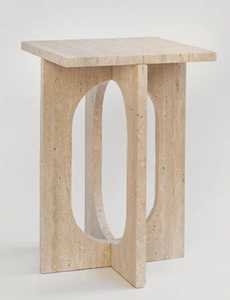 Mesa Auxiliar Minimalista de Piedra Travertino, Taburete Decorativo Escultural, Mesa de Centro Moderna, Decoración Elegante para el Hogar - Product Image 3