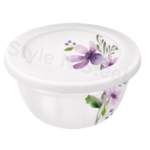 Bol en acier inoxydable à imprimé floral avec couvercle hermétique pour le service des aliments à usage domestique - Product Image 4