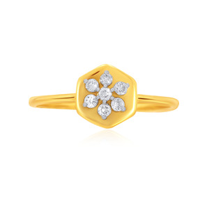 <b>Fine</b> Jewelry 18k Gold Diamond Hexagonal <b>Ring</b> For Women Engagement Wear Round Brilliant Diamond 0.08 Ct Gold <b>Ring</b> - Product Image 2