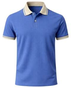 Polo de Algodón Azul Rey Personalizado para Hombre con Cuello y Ribete de Manga en Contraste Beige, Corte Clásico, Casual, Verano, Suministro al por Mayor OEM - Product Image 1