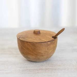 โถใส่เครื่องปรุงรสแบบวินเทจ ทำจากไม้ พร้อมฝาปิดและช้อน จากบริษัท Blossom Craft India - Product Image 3