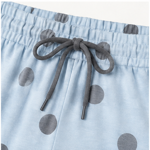Shorts de détente pour femmes, coupe droite décontractée, à pois bleu glace, avec cordon de serrage, en jersey modal doux, WPSHORT-0020 - Product Image 5
