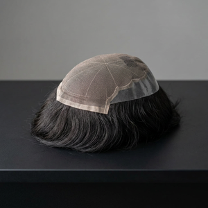 Perruque en cheveux humains modèle Q6 pour hommes, toupet pour hommes, patch capillaire blanc à la plus faible densité pour hommes, boutique en ligne Alibaba, cheveux humains bruts - Product Image 2