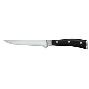 Couteaux à filet professionnels, lame incurvée en acier inoxydable tranchante, avec manche à triple rivet noir et embout métallique pour la découpe du poisson - Product Image 1