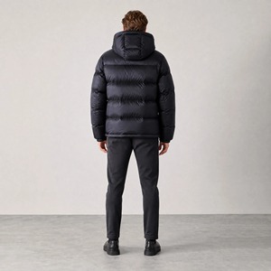 Blouson matelassé à capuche unisexe, hiver, décontracté, en polaire épaisse, rembourrage en polyester 160g, couleur unie, coupe-vent, fermeture éclair avec logo sur le devant - Product Image 5