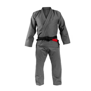 Uniforme de Judo Unisex de Algodón Gris, Manga Larga, Cuello en V, Transpirable, Corte Regular, para Adultos, Todas las Temporadas, Color Liso, Cierre con Cinturón, Conjunto de Jiu-Jitsu - Product Image 1