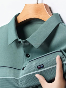 T-shirt d'été en coton à la mode pour hommes, vêtements de sport décontractés à manches longues, polos respirants coupe ajustée, polos pour hommes - Product Image 3