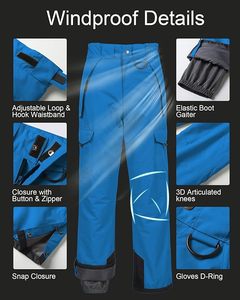 Pantalones de Nieve Impermeables y Cortavientos para Invierno con Tirantes Desmontables y Bolsillos Tipo Cargo para Deportes al Aire Libre - Product Image 4