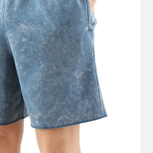 Shorts en coton premium pour homme, délavés à l'acide, en tissu épais uni et doux, style streetwear, effet vintage - Product Image 3
