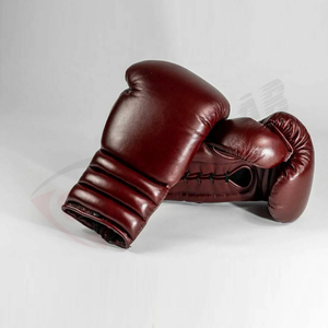 Guantes de Boxeo de Cuero con Cordones en la Muñeca, Equipo de Entrenamiento para Adultos, Color Granate - Product Image 2