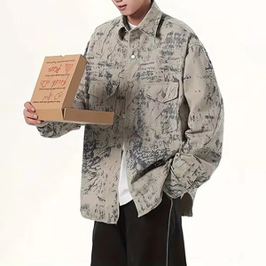 Veste en jean pour homme personnalisée en gros, en coton épais délavé, style streetwear décontracté, usine OEM, séchage rapide, écologique et respirante - Product Image 3