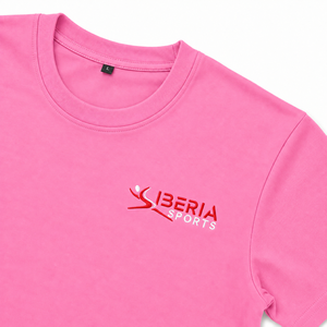 IBERIA Vente en gros T-shirt basique rose de qualité supérieure à col rond |   T-shirt décontracté à manches courtes |   Vêtements en gros avec logo personnalisé OEM - Product Image 3