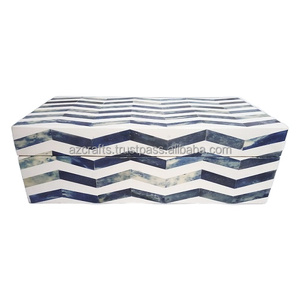 Handmade MDF Wood Jewelry <b>Box</b> with Unique Chevron Pattern Dyed Bone <b>White</b> Resin Pieces for Storage Packaging - Product Image 1