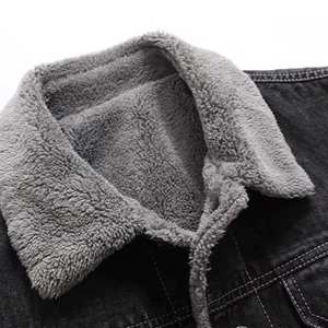 OEM Services High Quality <b>Custom</b> Design Men's <b>Denim</b> <b>Jacket</b> Stand Collar Washed Finish Sherpa Lining Quick Dry 2025 New Design - Product Image 3