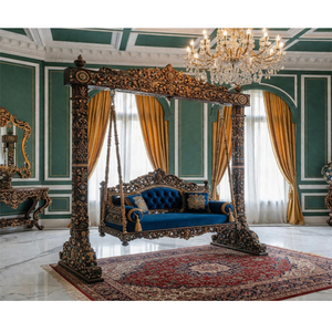 ชิงช้าสไตล์พระราชวังสุดหรูสำหรับตกแต่งบ้าน ดีไซน์แบบราชสถานโบราณ แกะสลักลายใบไม้ ชิงช้าสไตล์พระราชวัง สีน้ำตาล ออนจัล - Product Image 1