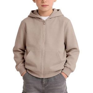 Sudadera con capucha unisex con cremallera y bolsillos, abrigo de exterior para niños y niñas, sudadera con capucha de forro polar cepillado - Product Image 1