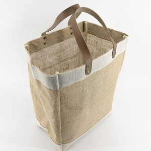 Sustainable Natural Burlap Jute Grocery Bag with <b>Soft</b> Cotton Handles for Eco Conscious Shopping - Product Image 5