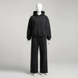 Conjunto Deportivo Personalizado de Alta Calidad con Logotipo, Pantalones Deportivos Anchos y Sudadera con Capucha para Hombre, Conjunto de Pantalones Deportivos de Algodón y Sudadera con Cierre - Product Image 4