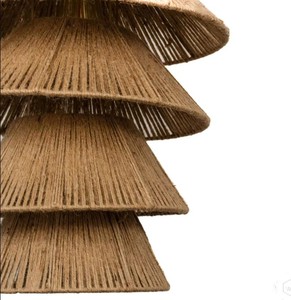 Lámpara Colgante Larga de Yute Tejido de Múltiples Niveles |   Lámpara de Techo Colgante Ajustable con Base para Bombilla E26, Estilo Boho Escandinavo, para Uso en Hoteles - Product Image 2