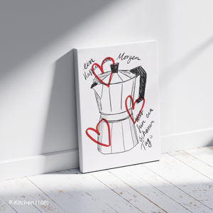 Art mural sur toile pour la cuisine, affiche illustrée d'une cafetière dessinée à la main, décoration murale artistique pour la cuisine - Product Image 2