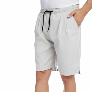 Pantalones Cortos Bermuda de Algodón Oxford Gris Claro para Hombre, Cintura Media con Cordón Ajustable, Secado Rápido, Estilo Casual con Bolsillos, 180g - Product Image 4