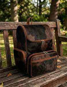 Fashion Cowhide Leather Hair On Backpack Travel Laptop Bag Vintage School Rucksack Handmade Durable LHBP-0012 - Product Image 1