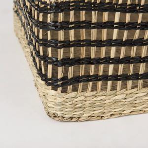 Cesta rectangular de mimbre marino con tejido cuadrado abierto en negro, cesta de almacenamiento hecha a mano, venta al por mayor, ecológica, hecha en Vietnam - Product Image 6
