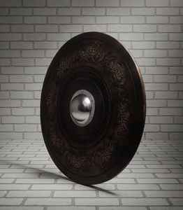 Escudo Medieval de Madera, Listo para la Batalla, Escudo Redondo de Metal Medieval, Época Vikinga, Edad Media, Escudo Redondo Vikingo Marrón Deportivo - Product Image 5