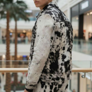 Chaqueta de Cuero Auténtico de Piel de Vaca con Pelo Natural, Estilo Casual Desgastado para Hombre, Cuello Alto, Personalizable, Transpirable, para Invierno - Product Image 2