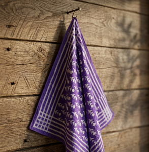 Pañuelo de algodón morado con estampado de bloques, hecho a mano, estilo indio floral, bandana boho, pañuelo para el pelo con borde a rayas, pañuelo para el cuello, venta al por mayor - Product Image 5