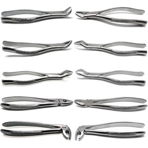Ensemble de forceps d'extraction dentaire, instruments chirurgicaux argentés, classe I, modèle américain, acier inoxydable de haute qualité - Product Image 4