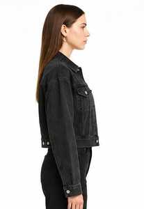 Chaqueta Vaquera para Mujer, Cuello Camisero, Color Sólido, Cierre de Botones - Product Image 3