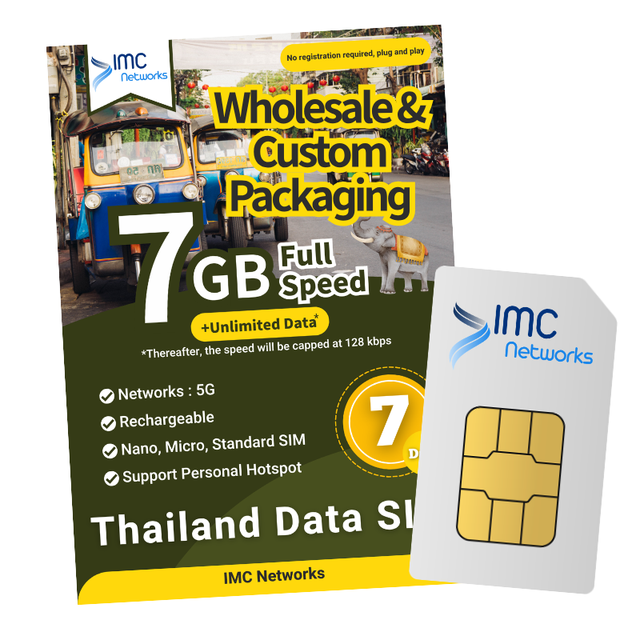Bulk Thailand 4G 5G 7 Days Travel SIM Card Reseller Custom Packaging Roaming Unlimited Data Nano SIM Physical SIM