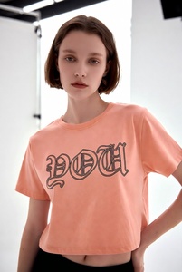 Vente en gros de t-shirts de sport pour femmes, personnalisés, de haute qualité, en coton à séchage rapide, coupe courte, mode été, avec broderie - Product Image 3