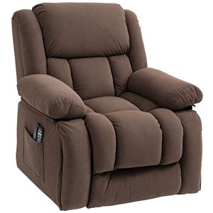 Poltrona Reclinabile Elettrica Marrone con Massaggio Vibrante, Riscaldamento e Porte USB per Adulti - Product Image 1