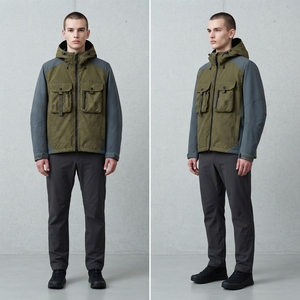 <b>Men</b> <b>Utility</b> Hooded Cargo <b>Jacket</b> Multi Pocket Outdoor Workwear Lightweight Zip Up Casual Streetwear OEM ODM Wholesale - Product Image 4