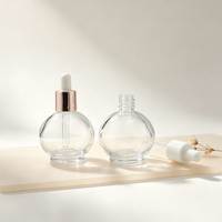 Flacon compte-gouttes en verre vide de 30 ml, forme de boule, couleur personnalisée, 1 oz, pour sérum, huile essentielle, emballage cosmétique, conteneur pour soins de la peau