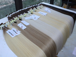 Extensions de cheveux humains vierges crus vietnamiens en vrac de qualité supérieure couleurs claires super doublement étirées soyeuses sans perte - Product Image 3