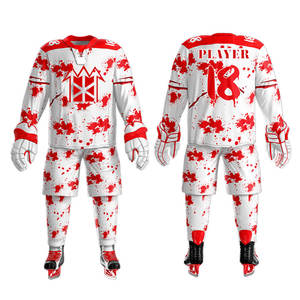 Vêtements de hockey sur glace pour adultes personnalisés en gros, uniforme imprimé de haute qualité, respirant, à séchage rapide, ensemble maillot et pantalon unisexe - Product Image 1