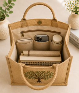 Bolsa de Yute con Bordado de Árbol, Estilo Bohemio, Abierta, para Compras, para Todas las Temporadas - Product Image 5