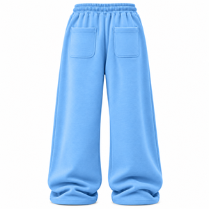 Men's Light Blue Wide Leg Sweatpants <b>Elastic</b> <b>Waist</b> Drawstring Casual <b>Trousers</b> Custom Designed Men's <b>Trousers</b> Manufacturer - Product Image 3