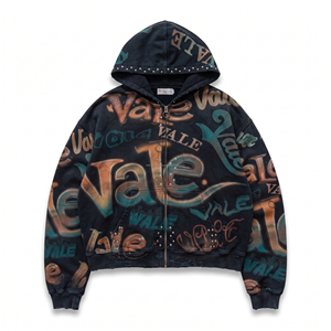 เสื้อฮู้ดดี้ผู้ชายพิมพ์ลายปักโลโก้ตามสั่ง แบรนด์ Vale ทรงโอเวอร์ไซส์ ซิปหน้า สไตล์สตรีทแวร์ ผ้าฝ้ายฟลีซ ทรงปกติ ใส่ได้ในฤดูหนาว - Product Image 1