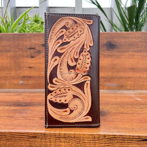 Vente chaude mode usiné à la main perlé Long portefeuille pour hommes de haute qualité en cuir véritable multi-fonction carte de crédit portefeuilles de luxe - Product Image 5