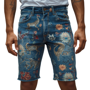 Pantalones Cortos de Mezclilla para Hombre, 100% Algodón, hasta la Rodilla, Transpirables, con Botones, Cintura Media - Product Image 3