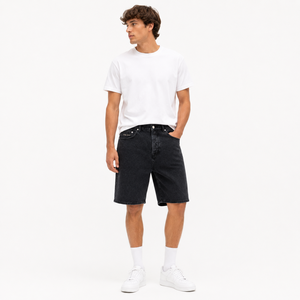 Shorts en jean noir pour homme, coupe ample, style streetwear, décontracté, en coton délavé, hip-hop, été, grandes tailles - Product Image 1