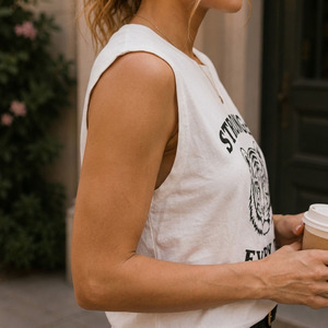 T-shirt sans manches respirant en coton peigné 100 % pour femme – Vente en gros - Product Image 3