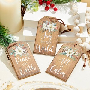 Adornos Navideños Hechos a Mano de Metal Ecológico y Duradero, Letreros Colgantes Rústicos con Diseño Floral de Flor de Pascua, Decoraciones Vintage para Árboles de Navidad - Product Image 1