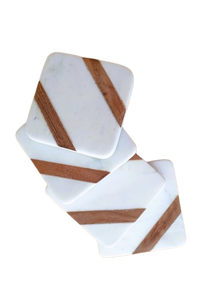 Sous-verre carré en bois et marbre, moderne, antidérapant, pour table - Product Image 4