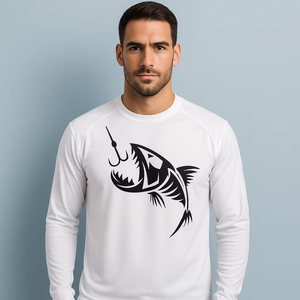 Chemise de pêche blanche à manches longues, séchage rapide, anti-UV, pull-over, logo personnalisé imprimé, vêtements de pêche - Product Image 5